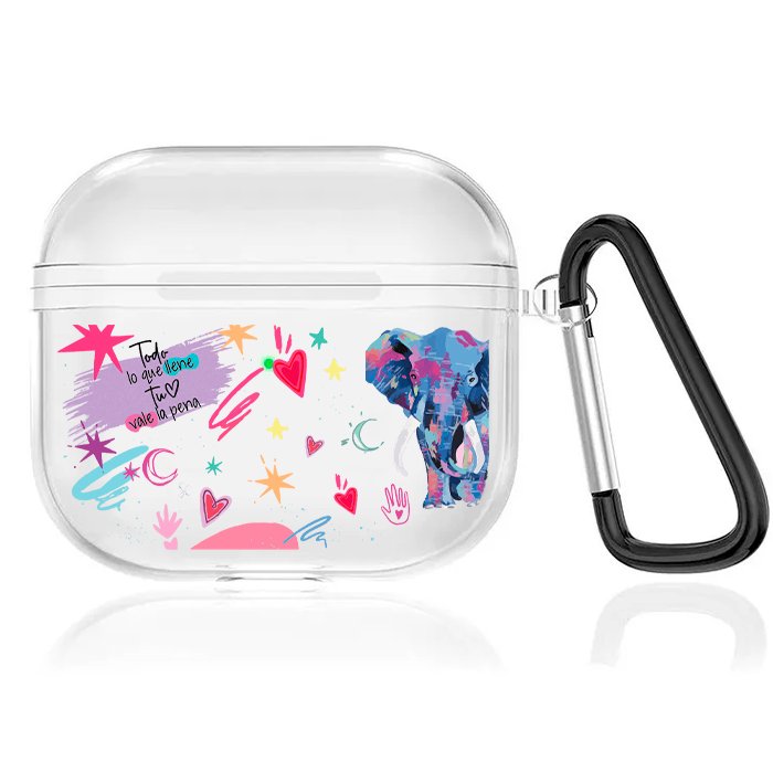 Case Audífonos Transparente Elefante
