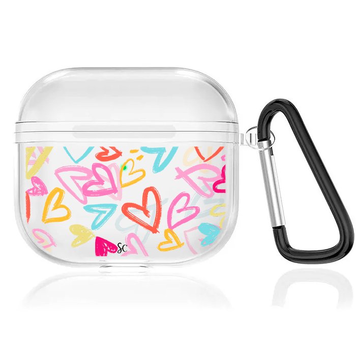 Case Audífonos Transparente Heart