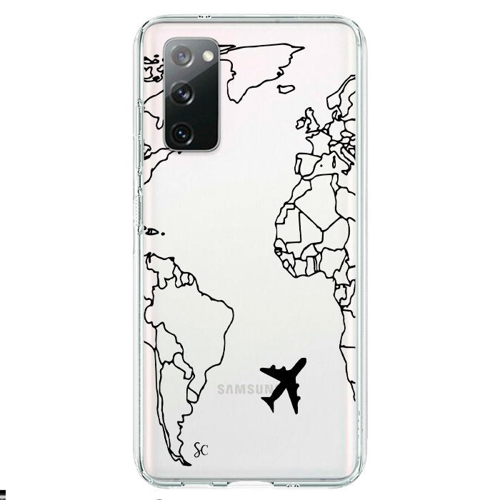 Case Celular Mapa Mundi Negro - Samsung