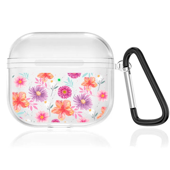 Case Audífonos Transparente Flores 3