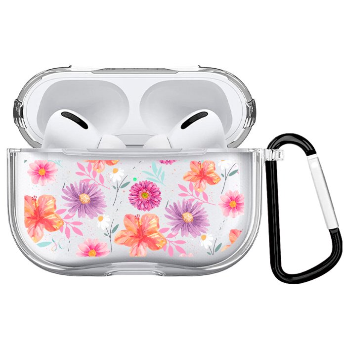 Case Audífonos Transparente Flores 3