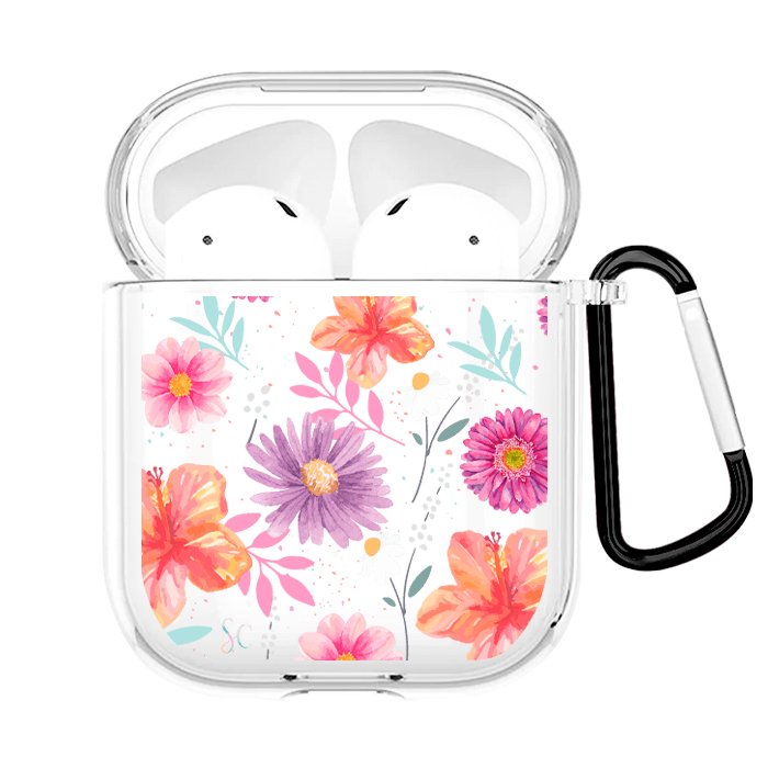 Case Audífonos Transparente Flores 3