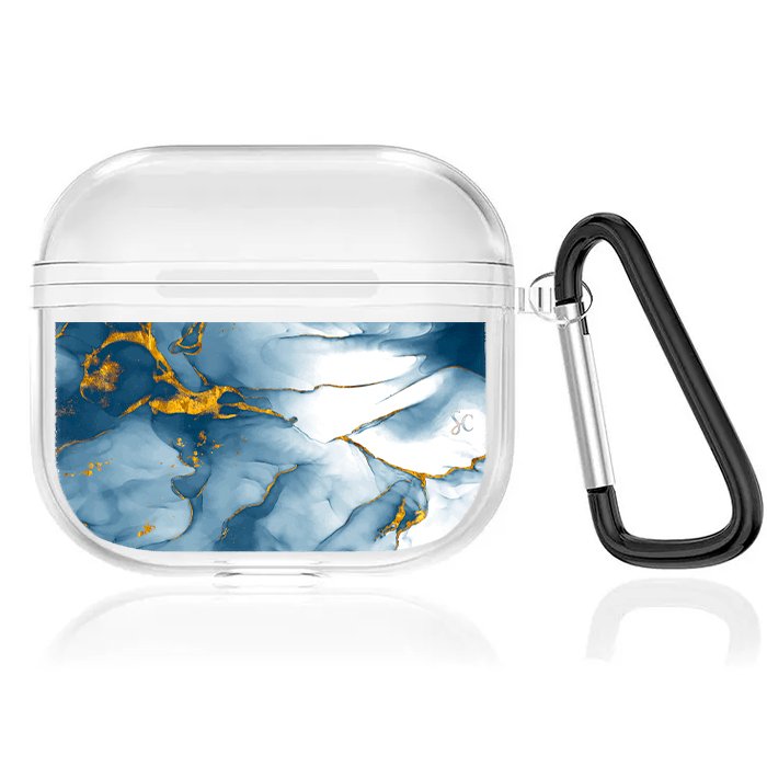 Case Audífonos Transparente Marmol Azul