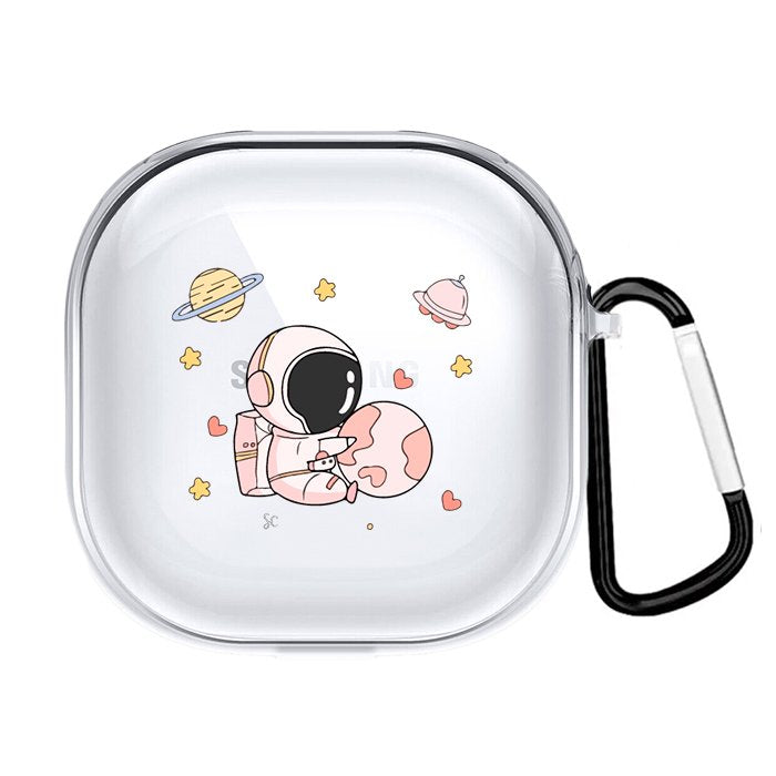 Case Audífonos Transparente Astronauta Rosa