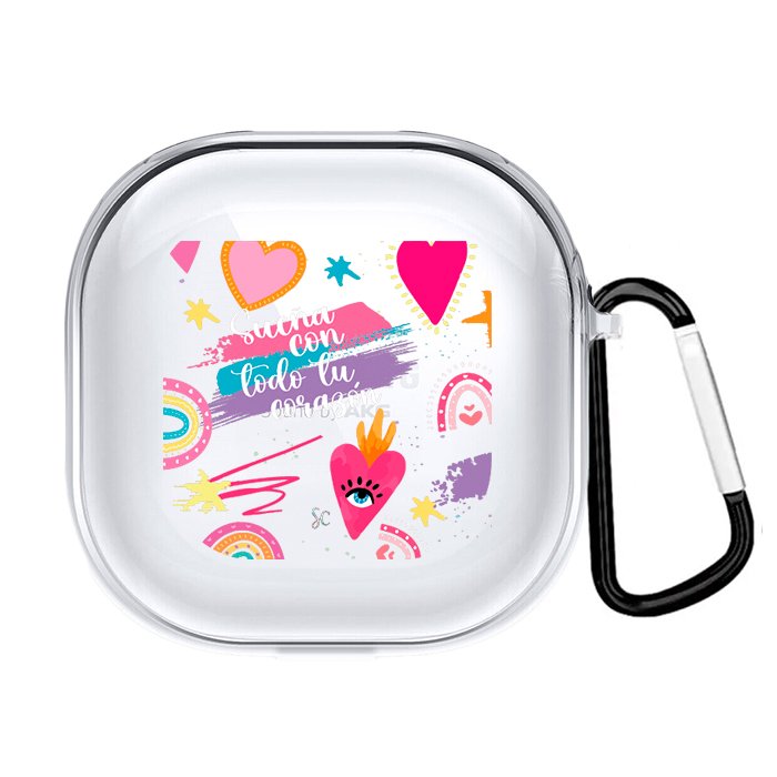 Case Audífonos Transparente Corazones 3