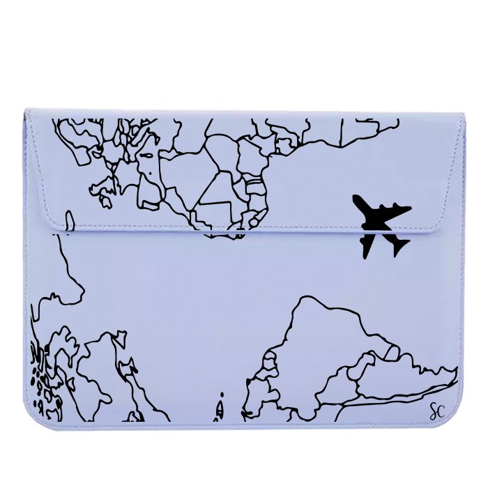 Funda Computador Mapa Mundi Negro