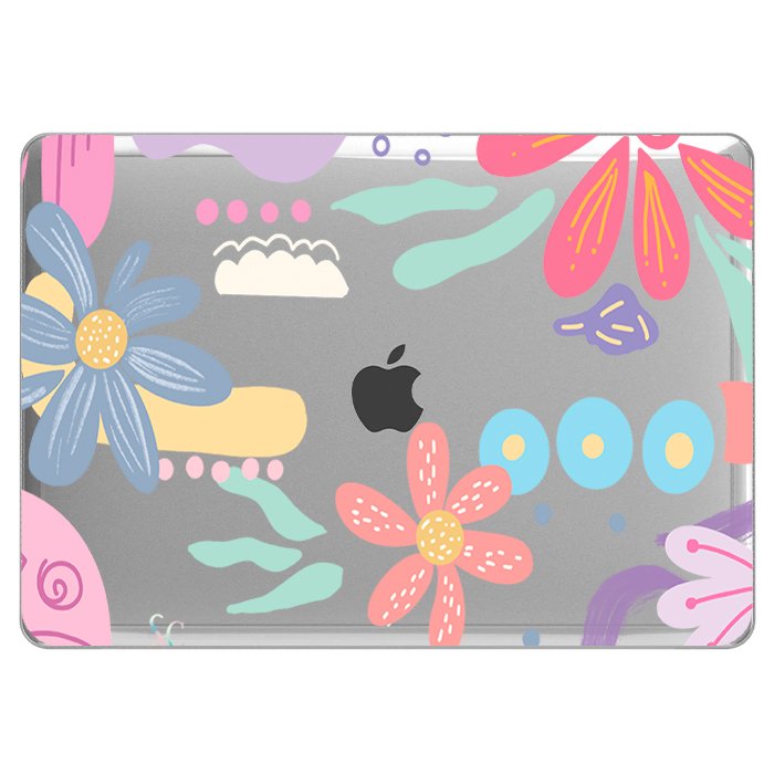 Case Macbook Transparente Margaritas Colores