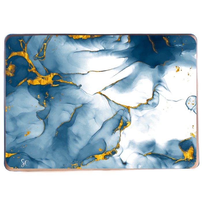 Case Macbook Transparente Marmol Azul