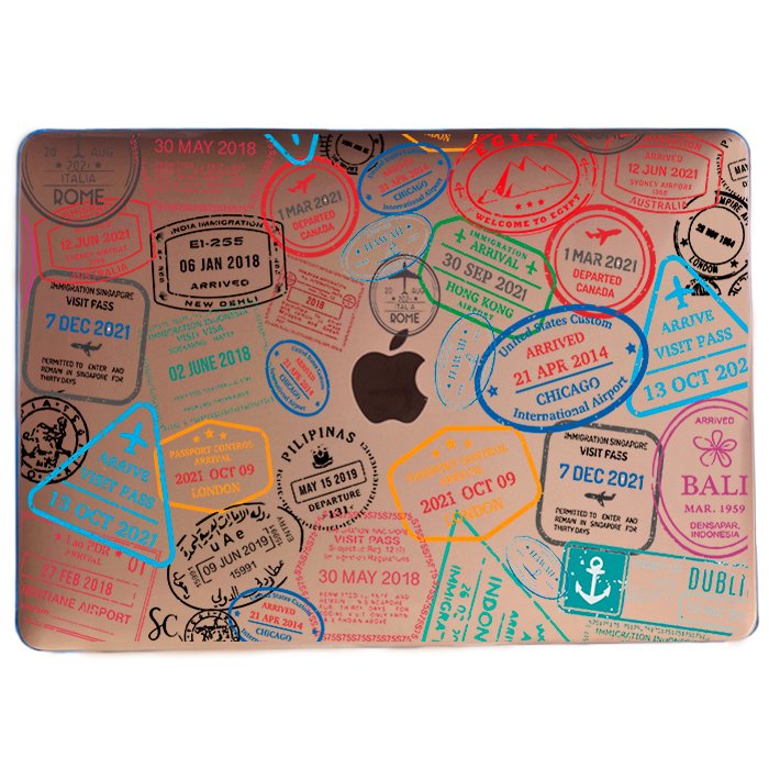 Case Macbook Transparente Sellos Pasaporte