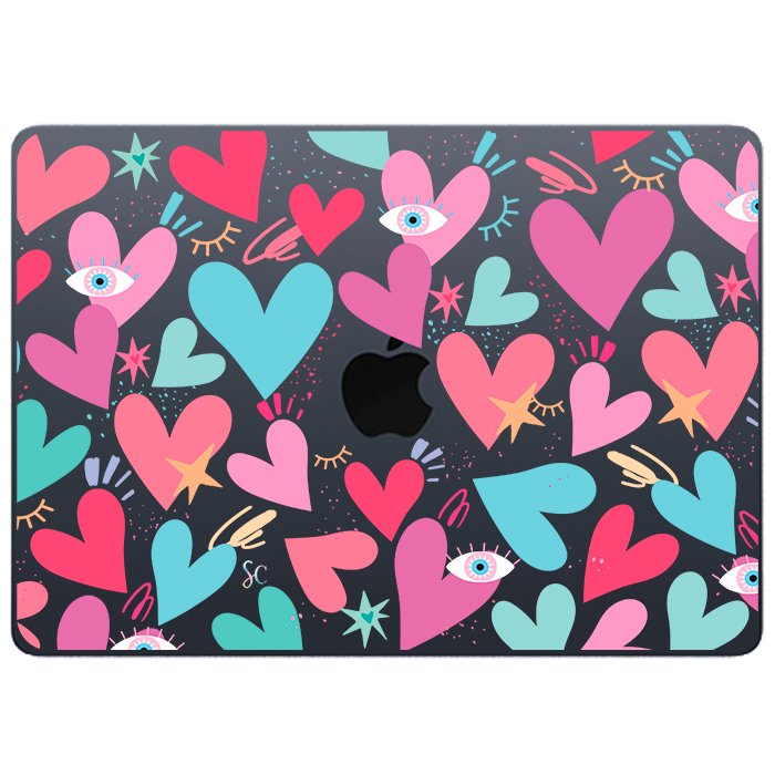 Case Macbook Transparente Corazones 2