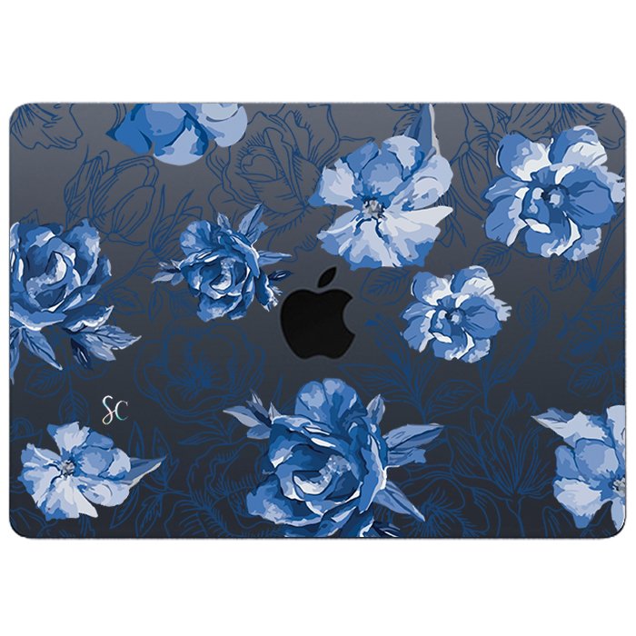 Case Macbook Transparente Flores Azules