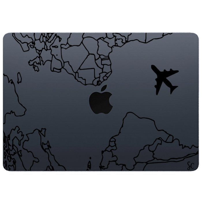 Case Macbook Transparente Mapa Mundi Negro