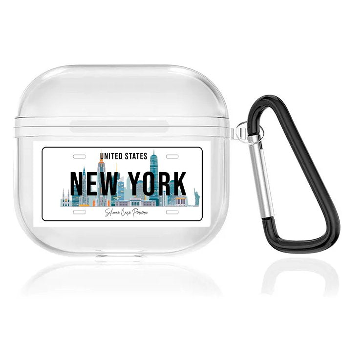 Case Airpods Transparente Placa New York