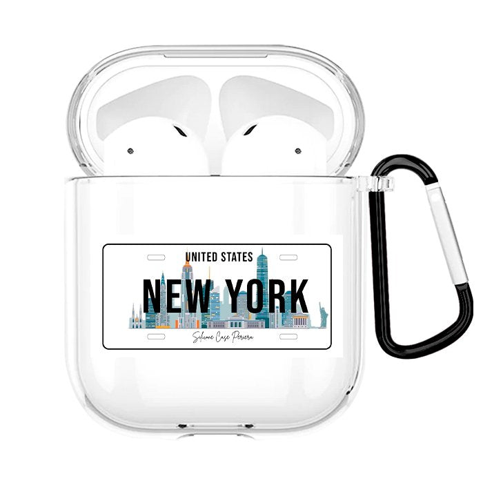 Case Airpods Transparente Placa New York