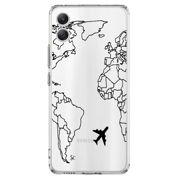 Case Celular Mapa Mundi Negro - Samsung