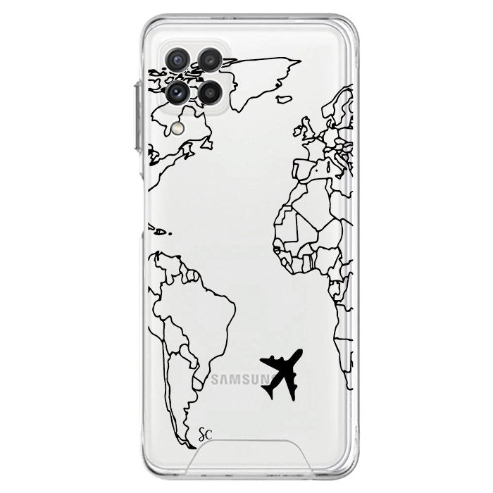 Case Celular Mapa Mundi Negro - Samsung