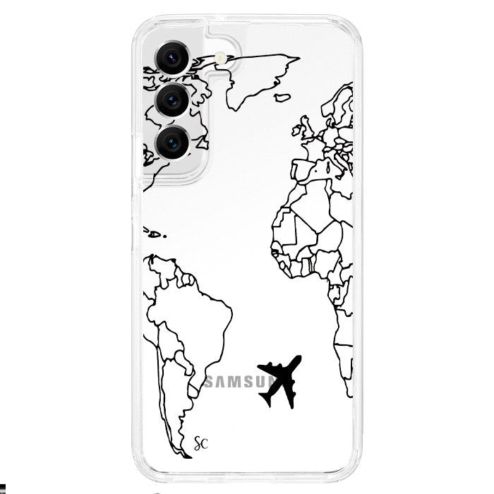 Case Celular Mapa Mundi Negro - Samsung