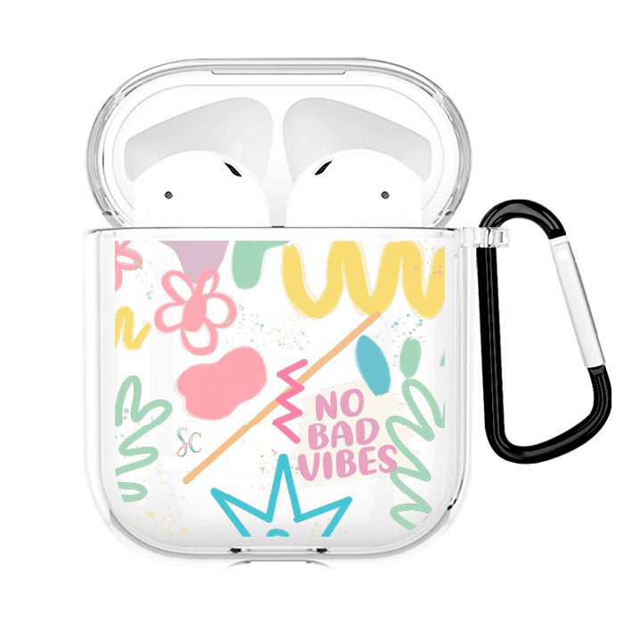 Case Audífonos Transparente No Bad Vibes