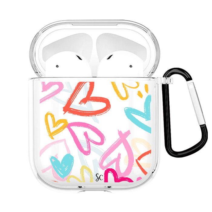 Case Audífonos Transparente Heart