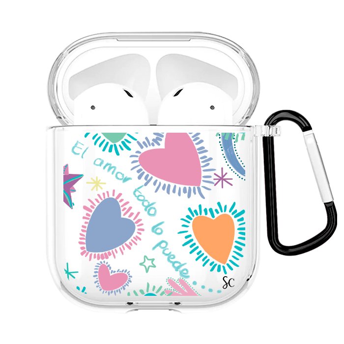 Case Audífonos Transparente Love