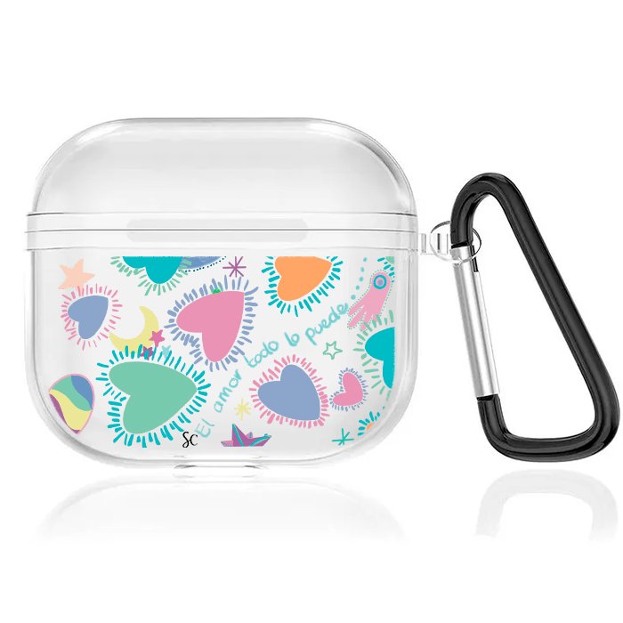 Case Audífonos Transparente Love