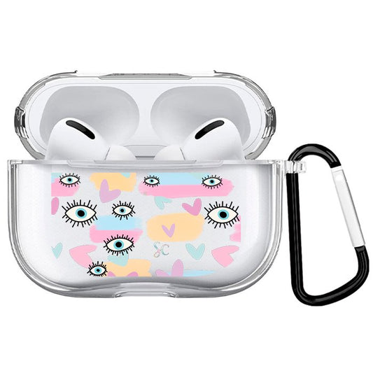 Case Audífonos Transparente Heart Eyes