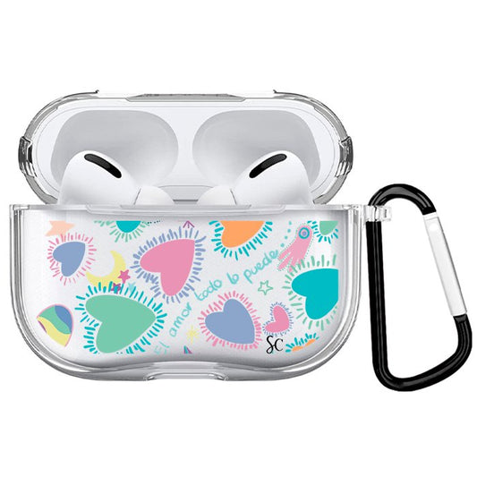 Case Audífonos Transparente Love