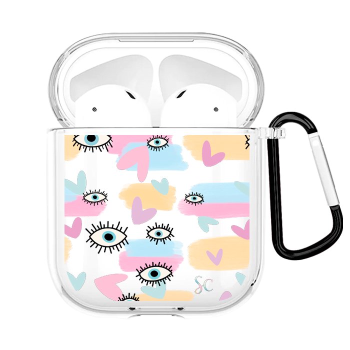 Case Audífonos Transparente Heart Eyes