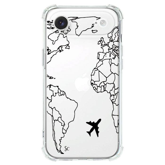 Case Celular Mapa Mundi Negro - iPhone