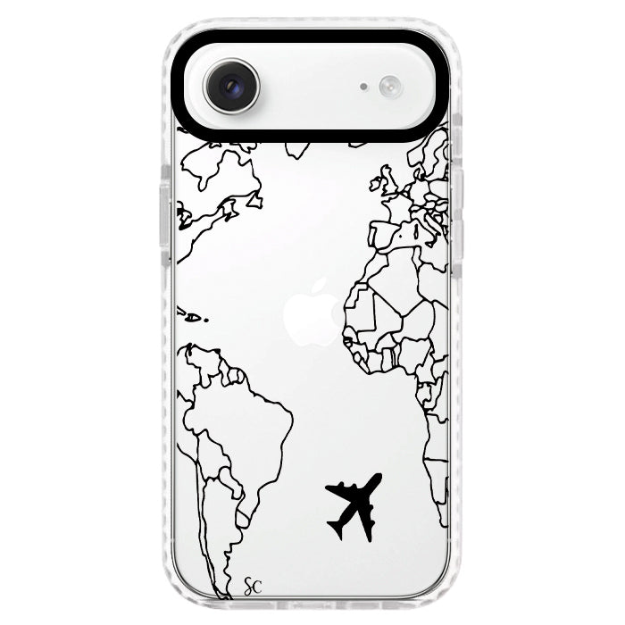 Case Celular Mapa Mundi Negro - iPhone
