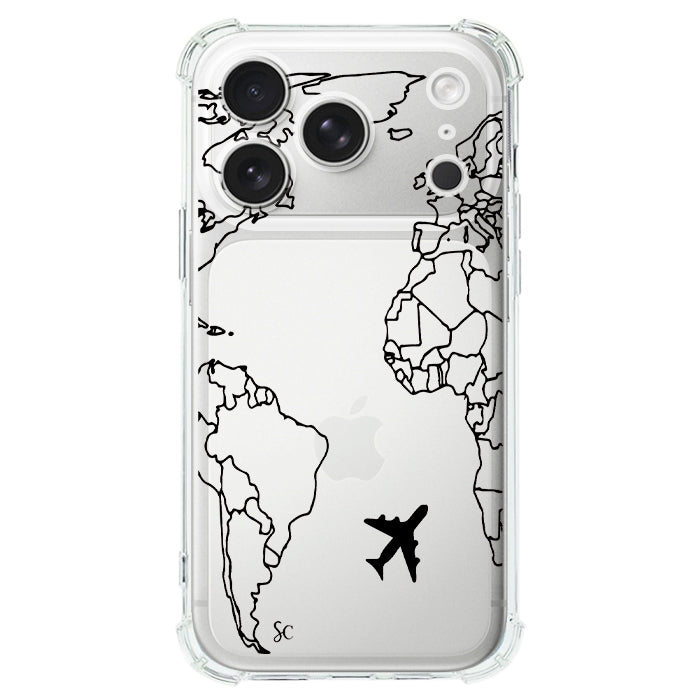 Case Celular Mapa Mundi Negro - iPhone