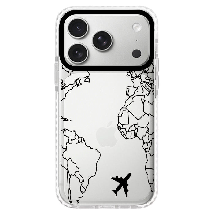 Case Celular Mapa Mundi Negro - iPhone