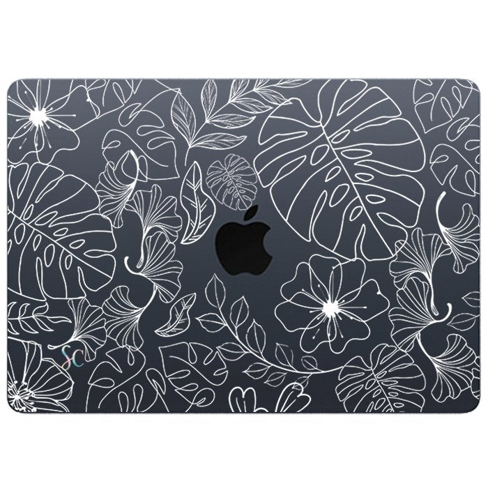 Case Macbook Transparente Flores Blancas