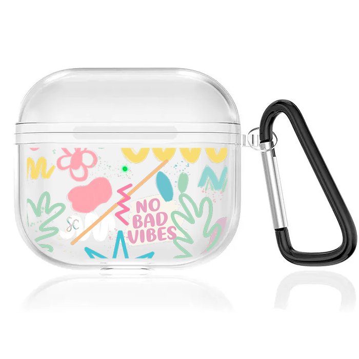 Case Audífonos Transparente No Bad Vibes