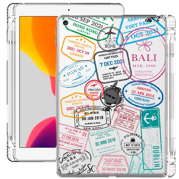 E. Case iPad Sellos Pasaporte