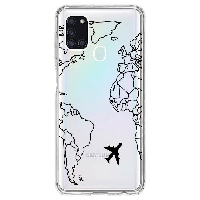 Case Celular Mapa Mundi Negro - Samsung