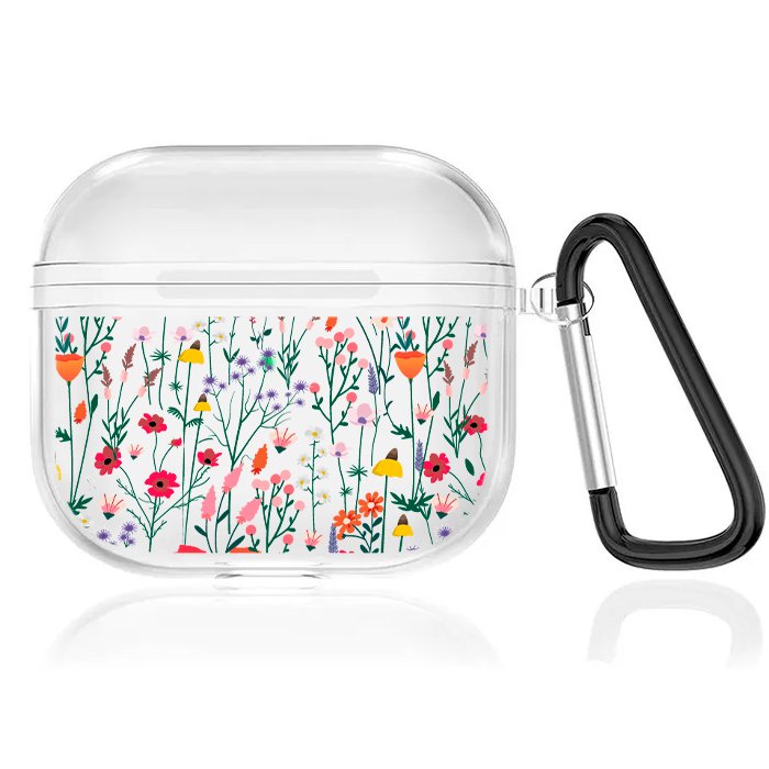 Case Audífonos Transparente Flores 2