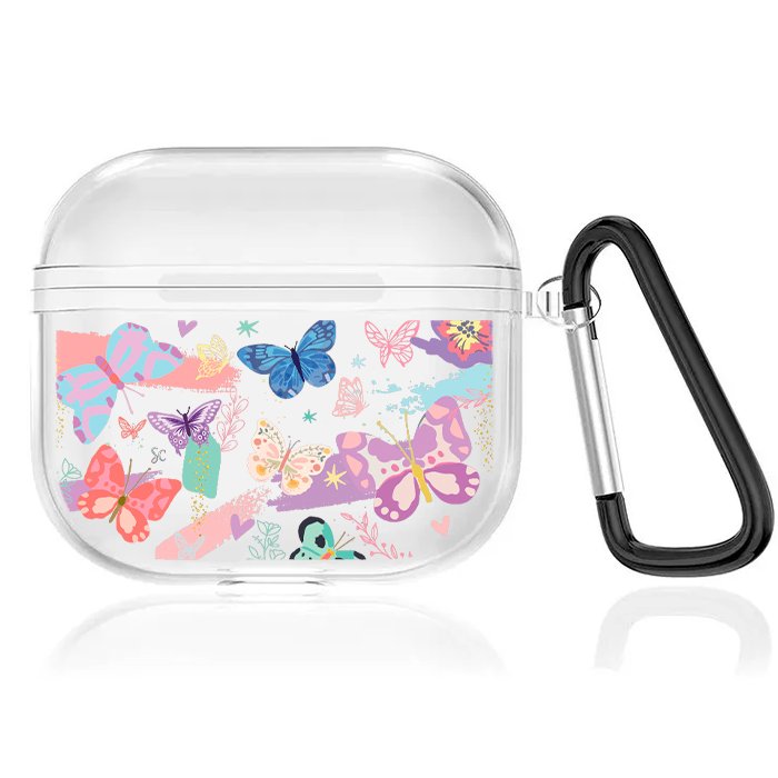 Case Audífonos Transparente Mariposas Colores