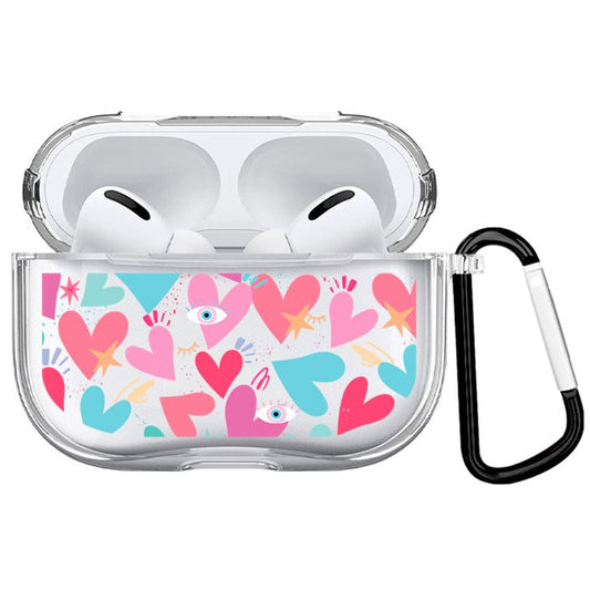Case Audífonos Transparente Corazones 2