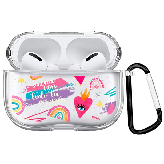Case Audífonos Transparente Corazones 3