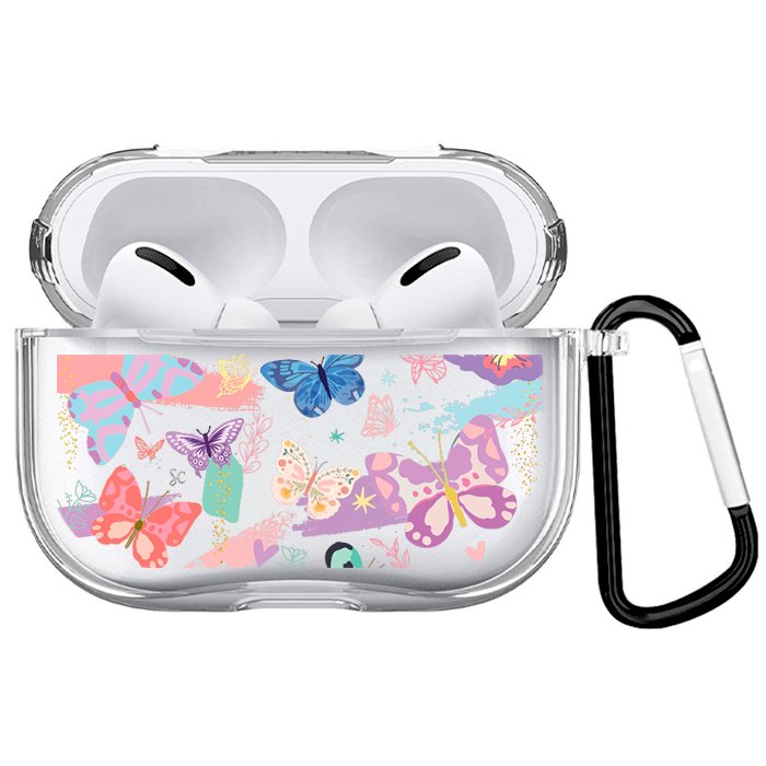 Case Audífonos Transparente Mariposas Colores