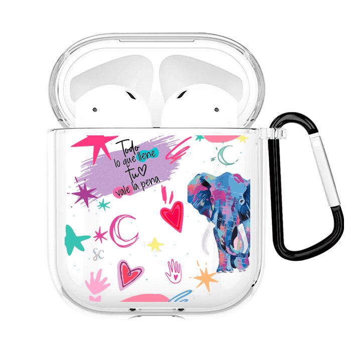 Case Audífonos Transparente Elefante