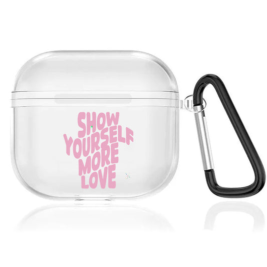Case Audífonos Transparente Muestrame amor