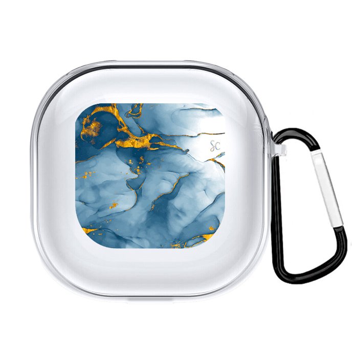 Case Audífonos Transparente Marmol Azul