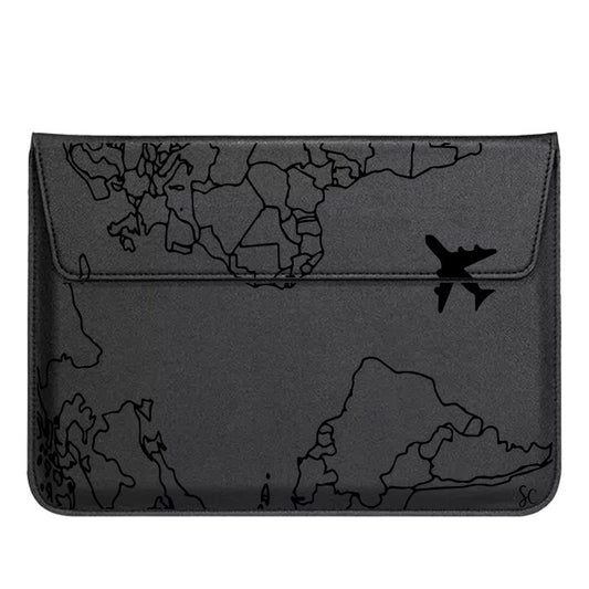 Funda Computador Mapa Mundi Negro