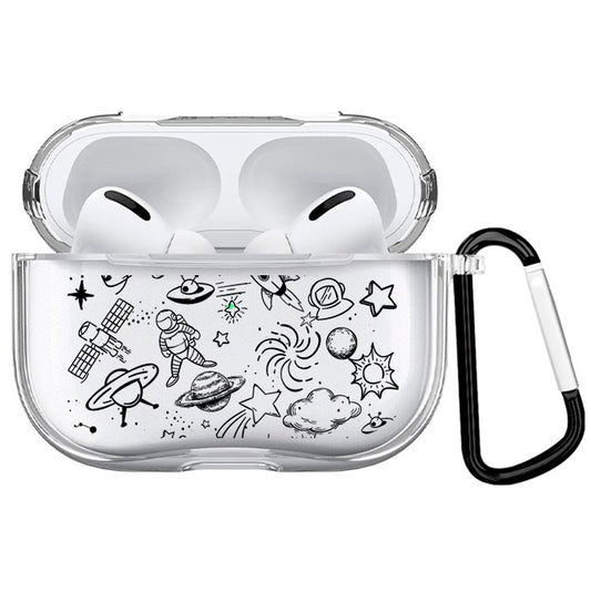 Case Audífonos Transparente Galaxia Negro