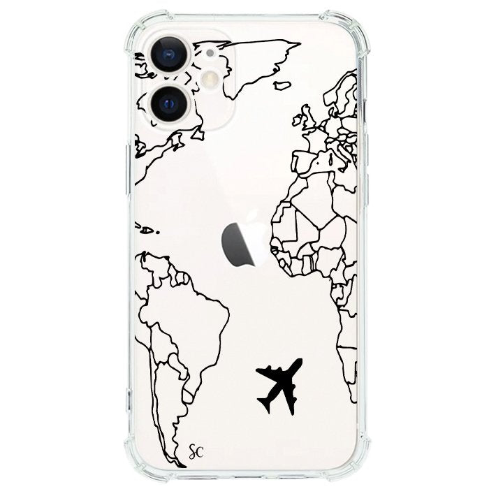 Case Celular Mapa Mundi Negro - iPhone