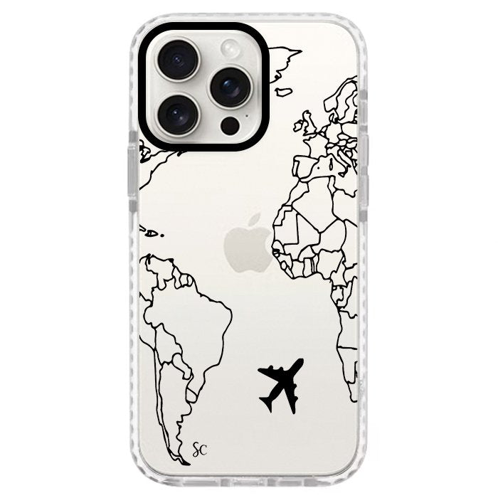 Case Celular Mapa Mundi Negro - iPhone