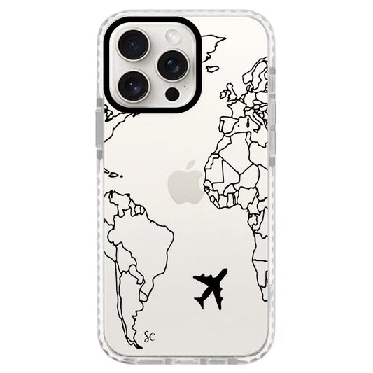 Case Celular Mapa Mundi Negro - iPhone