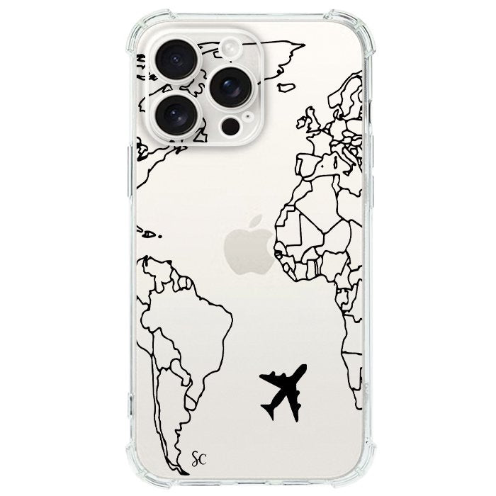 Case Celular Mapa Mundi Negro - iPhone